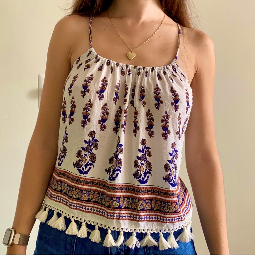 Modish One Bohemian Halter Top With Tassels